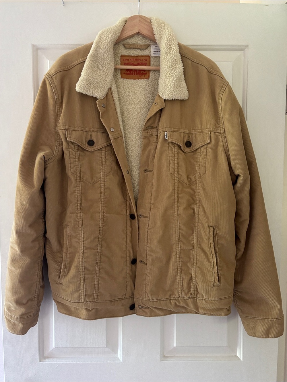 Levi's Tan Corduroy Sherpa-Lined Trucker Jacket Men’s Size Large
